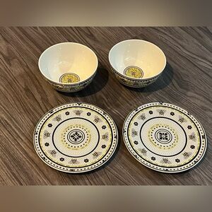 Anthropologie Garden Tile Dessert Plates and bowls NWT